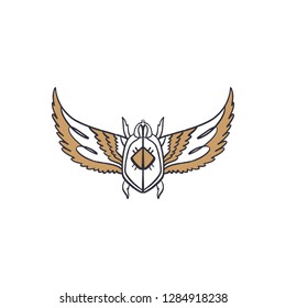 Ancient Egypt symbol, beetle. Element, outline image, line art insect. Pattern flash tattoo. Good for apps and web icon, t-shirt design, bag, phone case and more