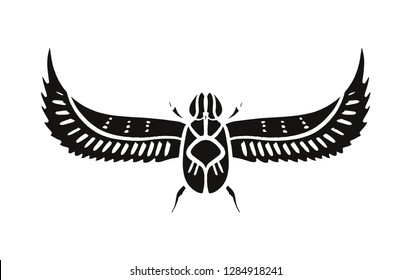 Ancient Egypt symbol, beetle icon. Element, outline image, line art insect. Pattern flash tattoo. Good for t-shirt design, bag, phone case and and other souvenirs