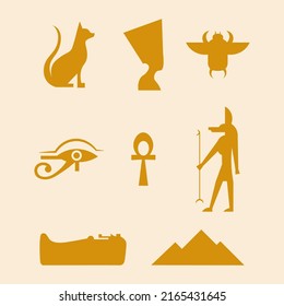 Ancient Egypt symbols, vector icon set.