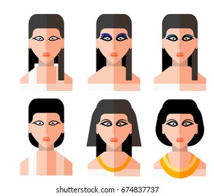 Ancient Egypt woman icon set, Egypt murals, Ancient Egypt people, people of the Nyle