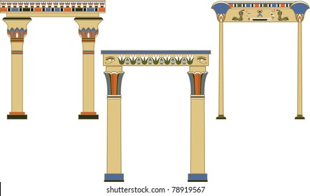 Ancient egyptian  arches set decorated with pattern