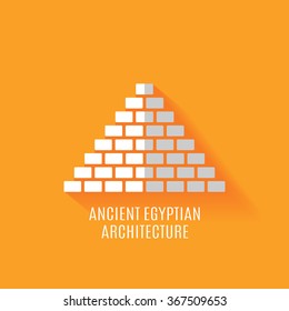 Ancient Egyptian architecture. Pyramid Icon. Vector flat illustration.