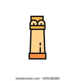 Ancient egyptian column flat color line icon. Isolated on white background