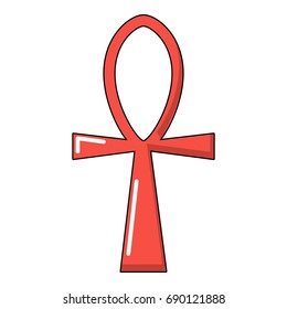 Ancient egyptian cross ankh icon. Cartoon illustration of ancient egyptian cross ankh vector icon for web design