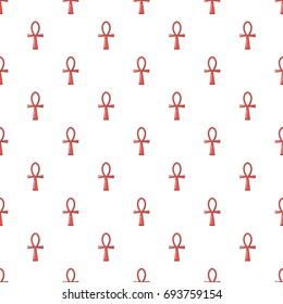 Ancient egyptian cross ankh pattern in cartoon style. Seamless pattern vector illustration