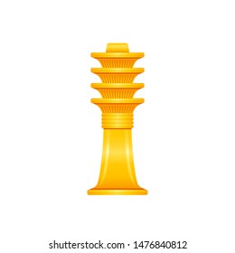 Ancient Egyptian Djed pillar, god pharaoh Osiris symbol. Golden sheaf or reap 3d cartoon icon vector illustration. Old art craft from Egypt. Isolated on white backgroung