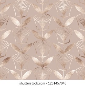 Ancient egyptian floral seamless pattern with gold texture.