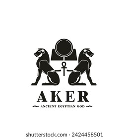 Ancient egyptian god aker silhouette, middle east god Logo