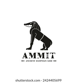 Ancient egyptian god ammit silhouette, middle east god Logo