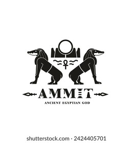 Ancient egyptian god ammit silhouette, middle east god Logo