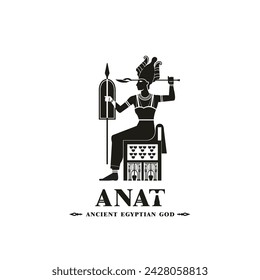 Ancient egyptian god anat silhouette, middle east god Logo	