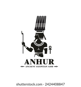 Ancient egyptian god anhur silhouette, middle east god Logo