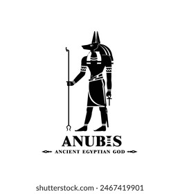 Ancient Egyptian god anubis silhouette Middle east death king dog with crown