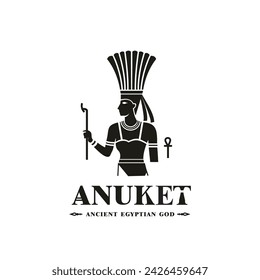 Ancient egyptian god anuket silhouette, middle east god Logo	