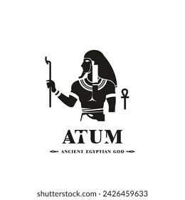 Ancient egyptian god atum silhouette, middle east god Logo	