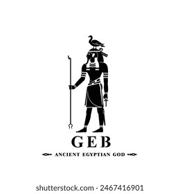 Ancient egyptian god geb silhouette, middle east god Logo