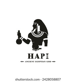 Ancient egyptian god hapi silhouette, middle east god Logo	