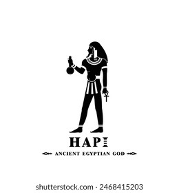 Ancient egyptian god hapi silhouette, middle east god Logo