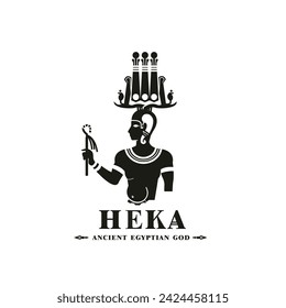 Ancient egyptian god heka silhouette, middle east god Logo