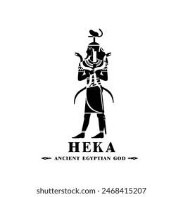 Ancient egyptian god heka silhouette, middle east god Logo