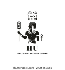 Ancient egyptian god HU silhouette, middle east god Logo	