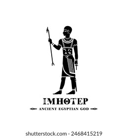 Ancient egyptian god imhotep silhouette, middle east god Logo