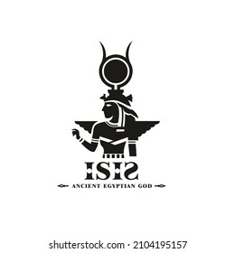 Ancient egyptian god isis silhouette. middle east beauty queen with sun crown and scepter , middle east god Logo design