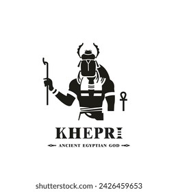 Ancient egyptian god khepri silhouette, middle east god Logo	