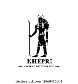 Ancient egyptian god khepri silhouette, middle east god Logo