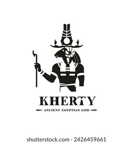 Ancient egyptian god kherty silhouette, middle east god Logo	