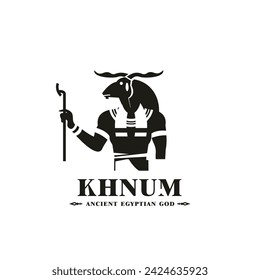 Ancient egyptian god khnum silhouette, middle east god Logo