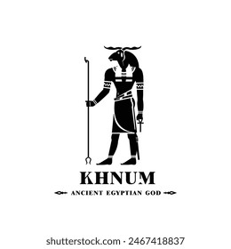 Ancient egyptian god khnum silhouette, middle east god Logo