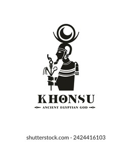 Ancient egyptian god khonsu silhouette, middle east god Logo