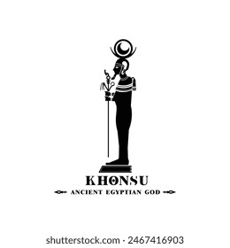 Ancient egyptian god khonsu silhouette, middle east god Logo