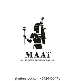 Ancient egyptian god maat silhouette, middle east god Logo