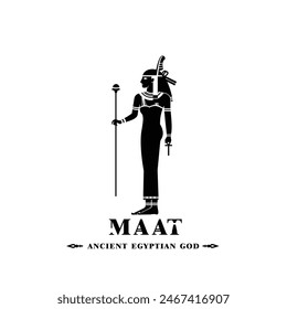 Ancient egyptian god maat silhouette, middle east god Logo