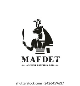 Ancient egyptian god mafdet silhouette, middle east god Logo	