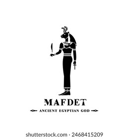 Ancient egyptian god mafdet silhouette, middle east god Logo