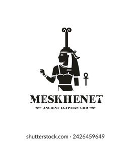 Ancient egyptian god meskhenet silhouette, middle east god Logo	