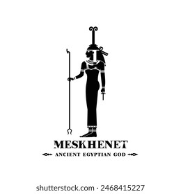 Ancient egyptian god meskhenet silhouette, middle east god Logo