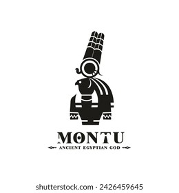 Ancient egyptian god montu silhouette, middle east god Logo	