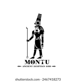 Ancient egyptian god montu silhouette, middle east god Logo