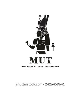 Ancient egyptian god mut silhouette, middle east god Logo	