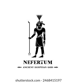 Ancient egyptian god nefertum silhouette, middle east god Logo