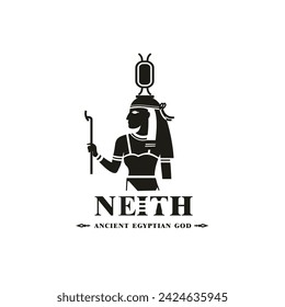 Ancient egyptian god neith silhouette, middle east god Logo