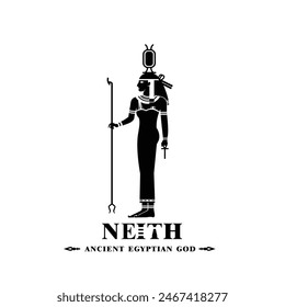 Ancient egyptian god neith silhouette, middle east god Logo