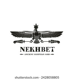 Ancient egyptian god nekhbet silhouette, middle east god Logo	