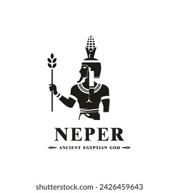 Ancient egyptian god neper silhouette, middle east god Logo	