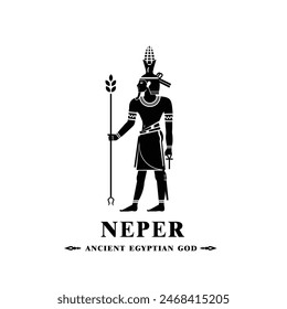 Ancient egyptian god neper silhouette, middle east god Logo