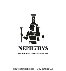 Silueta del antiguo dios egipcio nephthys, dios de Oriente Medio Logo	